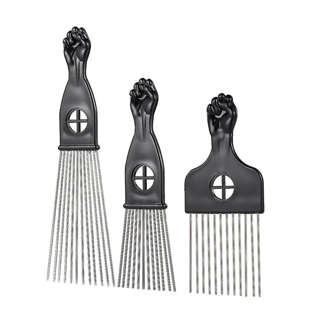 Unisex Not,Specified 3Pcs Metal Afro Comb Pick Comb Hairstyle Styling Tool