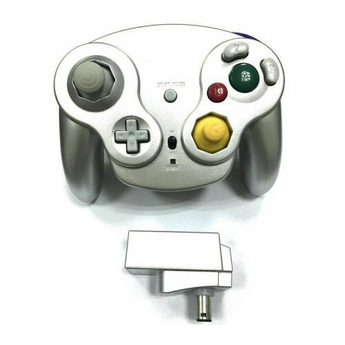 (Silver) Wireless Gamepad Controller with 2.4G Adapter, Gamepads Joystick for NGC GameCube Video Game Console