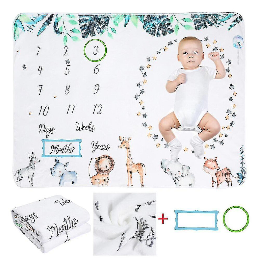 (Animal, 75 X 100Cm) Baby Monthly Milestone Flannel Blanket Newborn Photo Mat Photography Backdrop 9372166154738