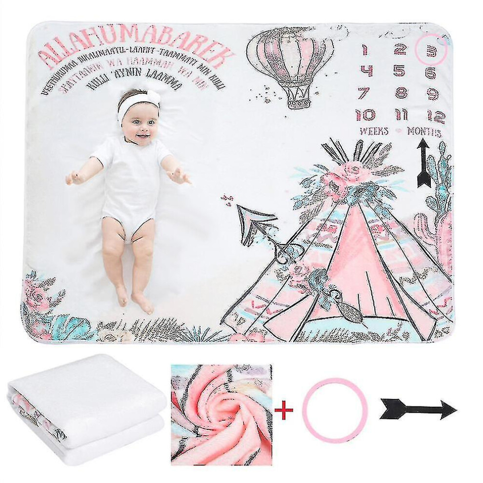 (Camping, 75 X 100Cm) Baby Monthly Milestone Flannel Blanket Newborn Photo Mat Photography Backdrop 9372166154813