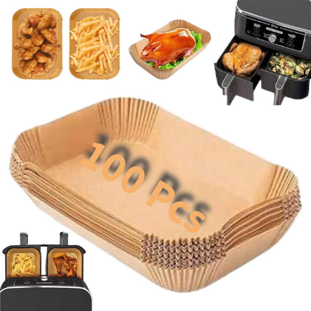 Air Fryer Liners Pack Of 100 Disposable Liners Rectangular Parchment Paper For Air Fryer, Air Fryer Accessories Compatible with All Dual Zone Fryer