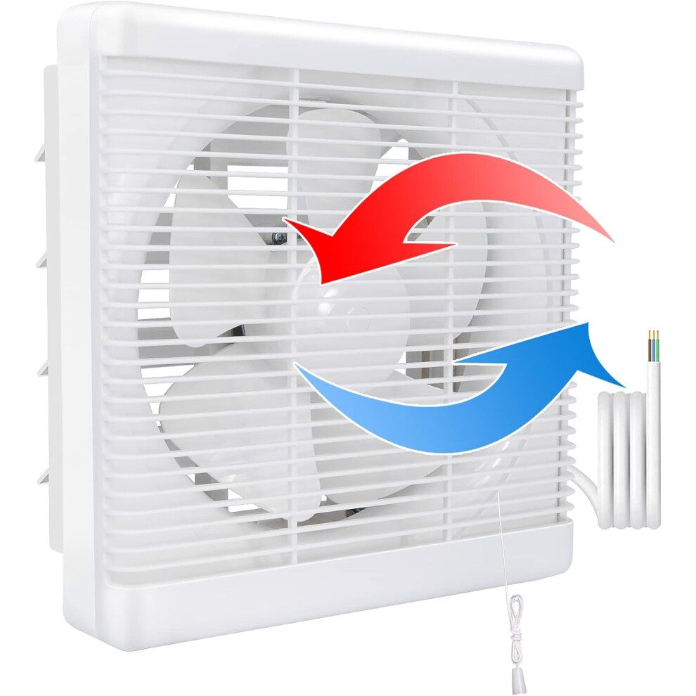 (Propeller's Diameter / 10 Inch) 10 Inch Exhaust Louver Fan Ø 250mm 800m³/h, 2-Way Reversible Strong Airflow Wall Mounted Ventilation Fan for Bathroom Attic Window