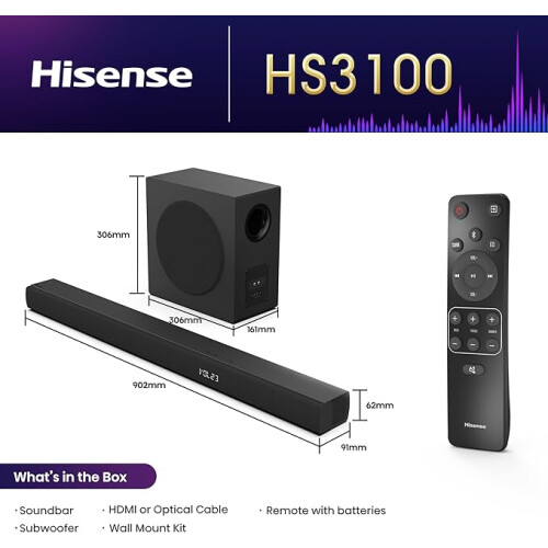 Hisense Hisense Soundbar HS3100-6-speaker surround sound system 2