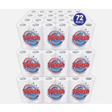 (72 Rolls (4 pack x 18)) Splash 4Pk Kitchen Roll Towel, Strong White Paper