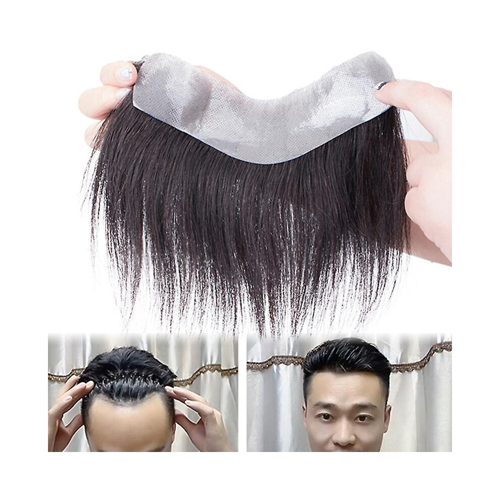 Unisex Hair Toupee For Men Bangs Hair Wig Piece Trimmable Adhesive Hairpiece Natural