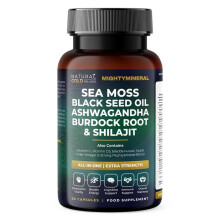 (1 Bottles (One Month Supply)) All-in-One Mineral Supplement Sea Moss, Shilajit & Ashwagandha | Vegan Wellness Capsules