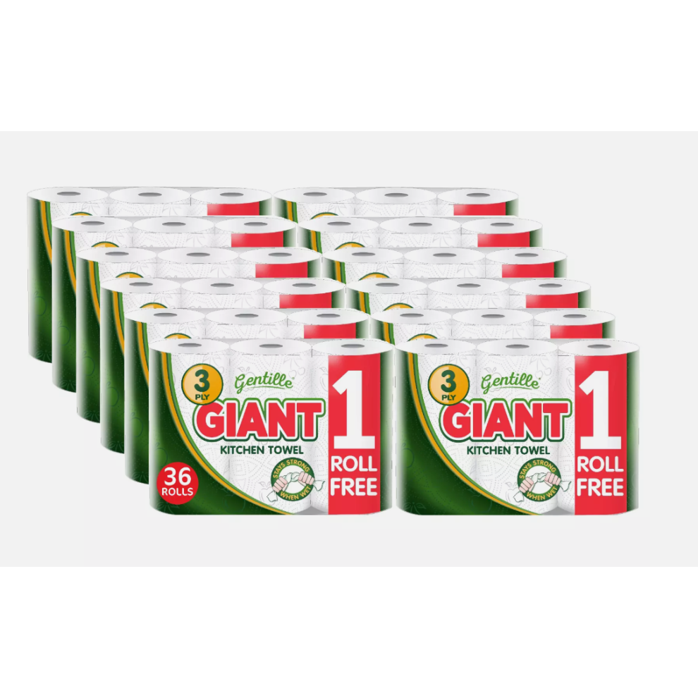 (36 Rolls) Gentille Kitchen Roll Giant 3PLY Thickness Durable