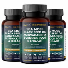 (3 Bottles (Three Month Supply)) All-in-One Mineral Supplement Sea Moss, Shilajit & Ashwagandha | Vegan Wellness Capsules