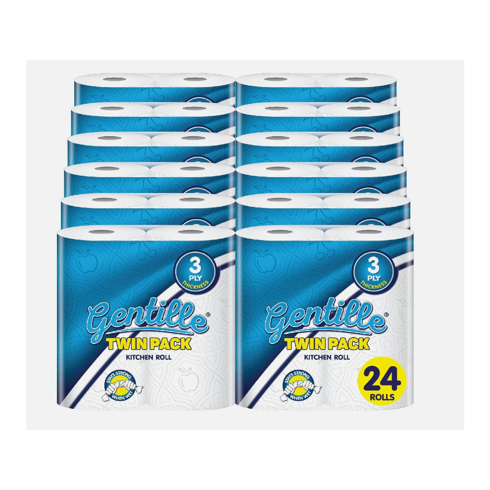 Nova (24 Rolls) Gentille Kitchen Roll 2Pk 3Ply Strong Absorbent Durable White