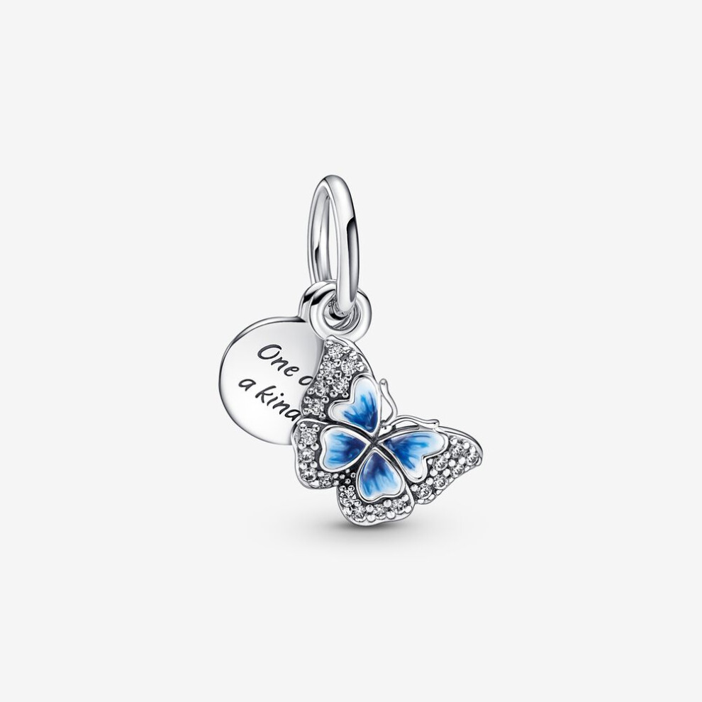 (Blue butterfly dangle charms sterling silver charm for pandora bracelet) Dangle sterling silver charm for pandora bracelet