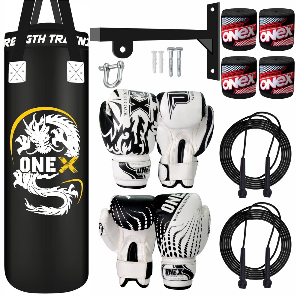 (Black Set) Heavy Filled Boxing Punch Bag Set Punching Bag 3ft