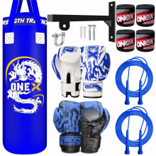 (Blue Set) Heavy Filled Boxing Punch Bag Set Punching Bag 3ft