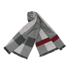 (Grey) Men's Fashion Irregular Grid Winter Scarf For Warmth And Style