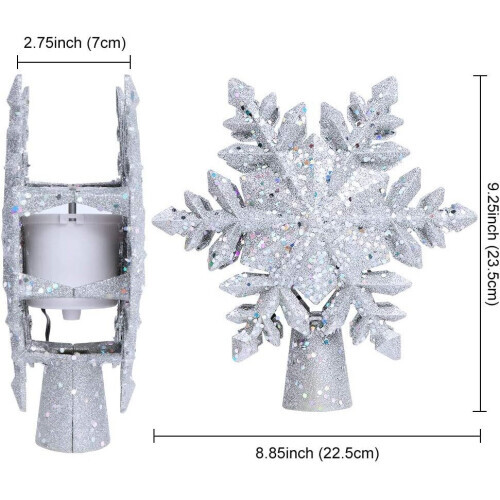 3D Projection Light Christmas Tree Topper Snowflake 7.87 ft Plug 2