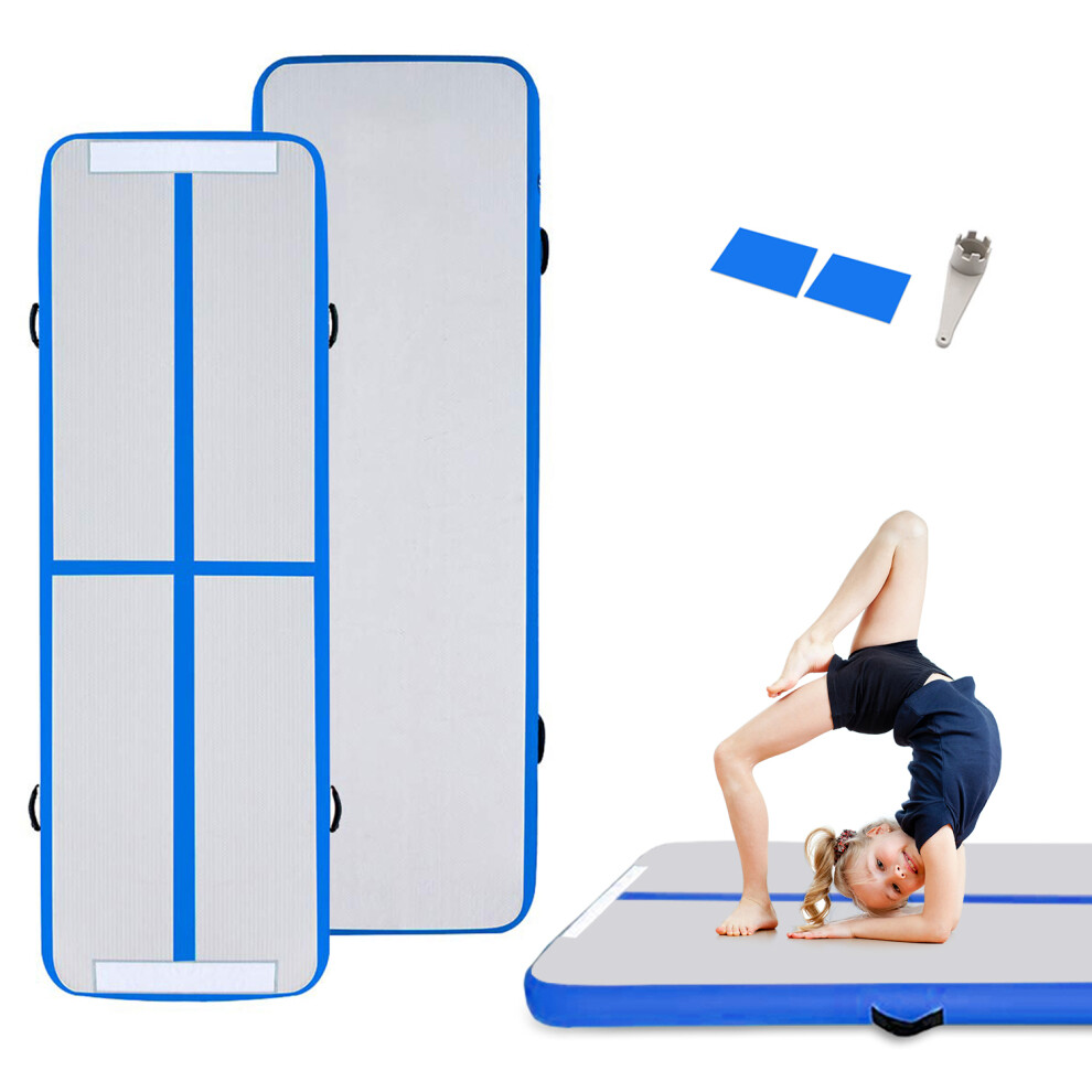 (Blue, 300 x 100 x 10cm) 3M / 4M Inflatable Gymnastics Mat Tumbling Mat