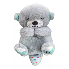 (Grey Breathing Bear) Cute Koala Breathing Musical Soothing Doll Sleep Toy Anxiety Relief Plush Toys