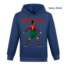(Navy blue, 140cm) Ronaldo Hoodi Christmas Gifts Football Star Hoodie Boys Hooded Sweatshirt Pullover