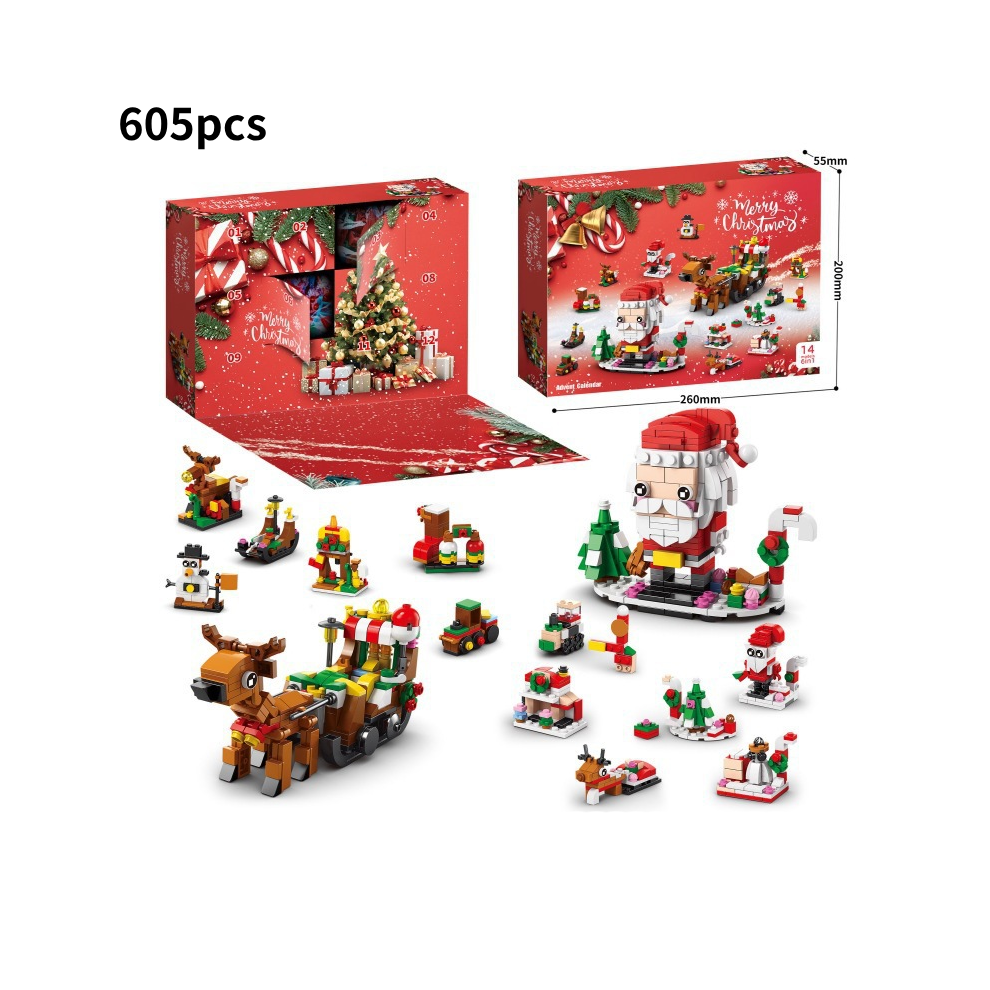 (Style 2) 24 Grids Christmas Advent Calendar Blind Box Building Blocks Toys Kids Gifts