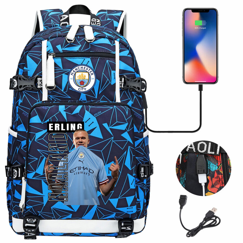 (Style 5) Football fan gift Haaland print student school bag travel backpack