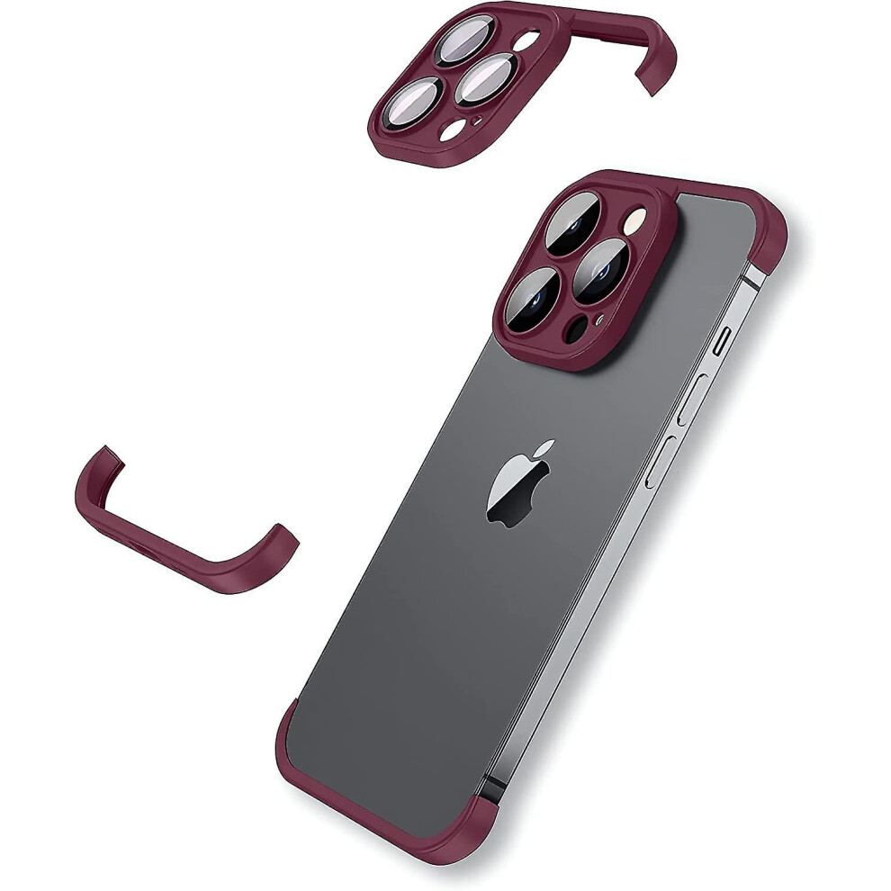 (, For Iphone 14 Pro Max) Frameless Case Compatible With Iphone 14 Pro Max/14 Pro, Slim Soft Tpu Shockproof Cover With Camera Lens Protector Red 9372166216924