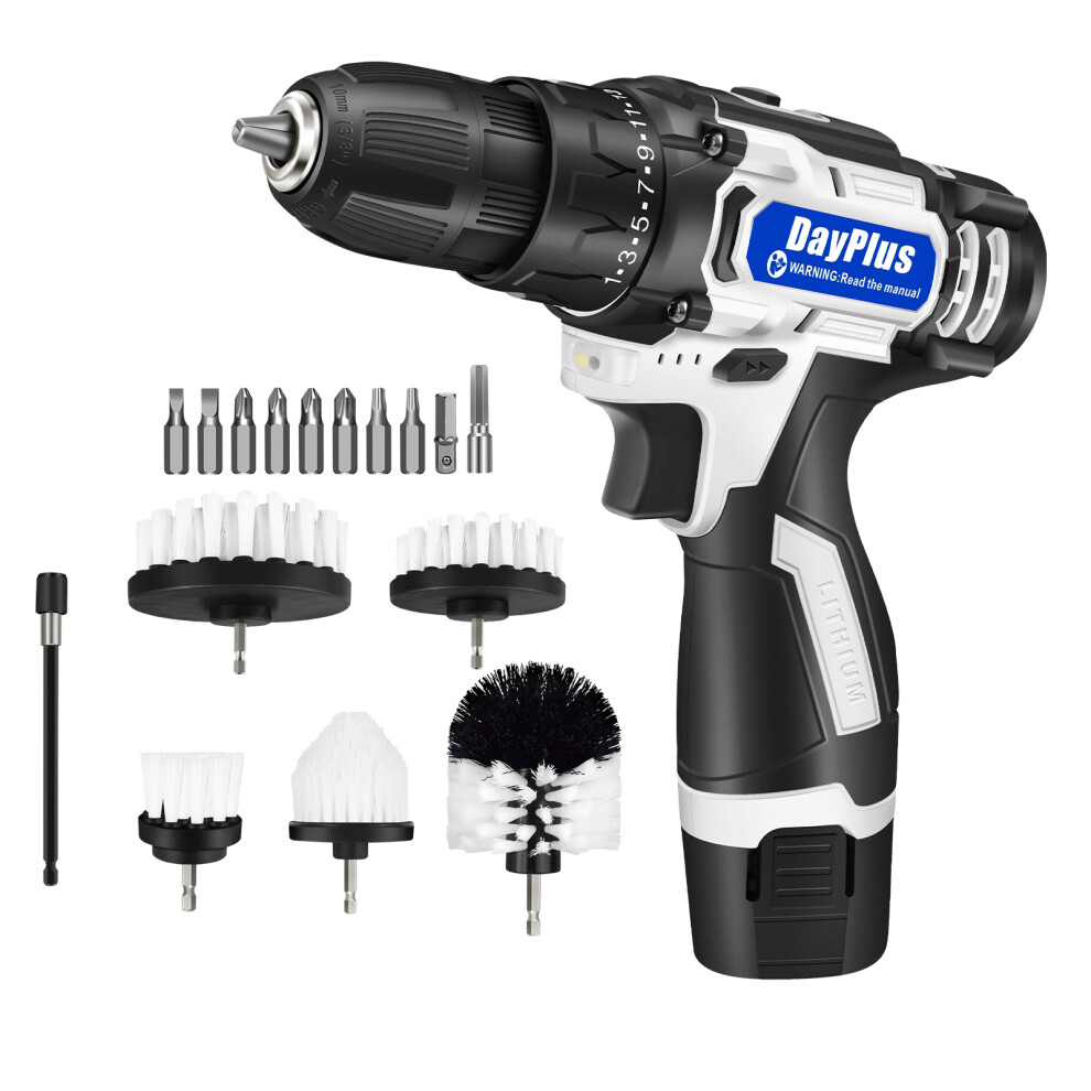 (with 2 Batteries) Car Wheel Tire Scrub Cleaning Brush Kit Electric Washing Cleaner Tool with 5 Brushes and 10pcs Drilling Bit-image-OPC-PFJVKRS-NEW