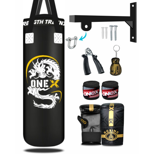 (Black Set) Punch Bag Set Junior Boxing Training 3ft Unfilled