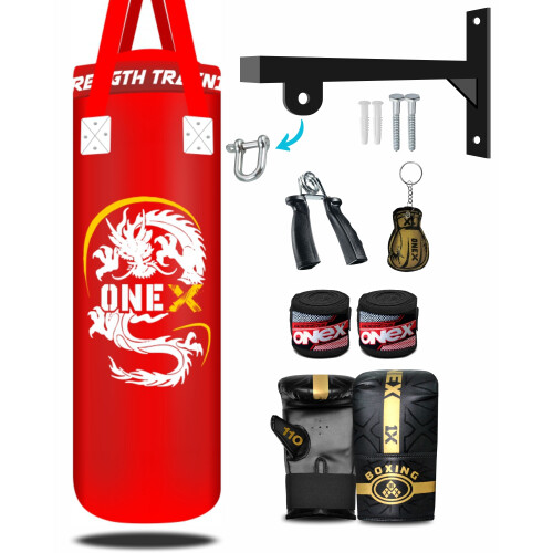 (Red Set) Punch Bag Set Junior Boxing Training 3ft Unfilled