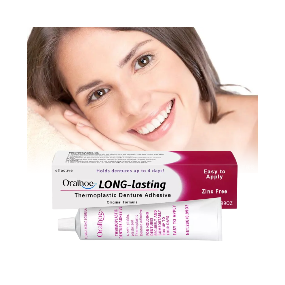Oralhoe Long-Lasting Thermoplastic Denture Adhesive for Comfort Fit and Strong Reliable Hold, Easy Application