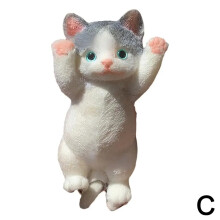 (C) 20CM*10CM Big Size Chubby Cat Toys,Cat Squishies Squeeze Toys,Soft Cat Squishies Stress Balls with Flocking Surface