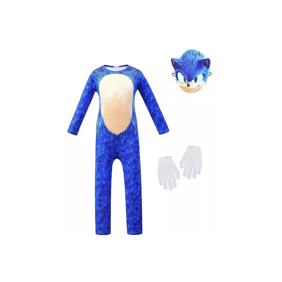 (, 170Cm) Sonic Cosplay Costume Bodysuit Jumpsuit Fancy Dress Halloween Costumes Blue