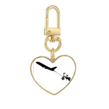 Balloon Aircraft Boy Car Connection Gold Heart Keychain Metal Keyring Holder