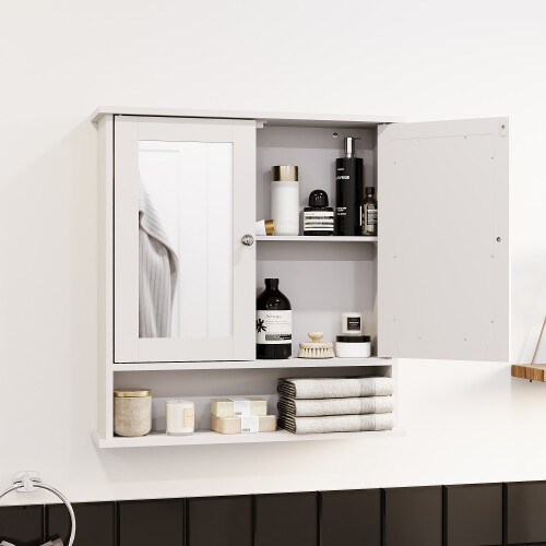 Home Discount Priano 2 Door Bathroom Wall Cabinet Mirrored Shelf 1