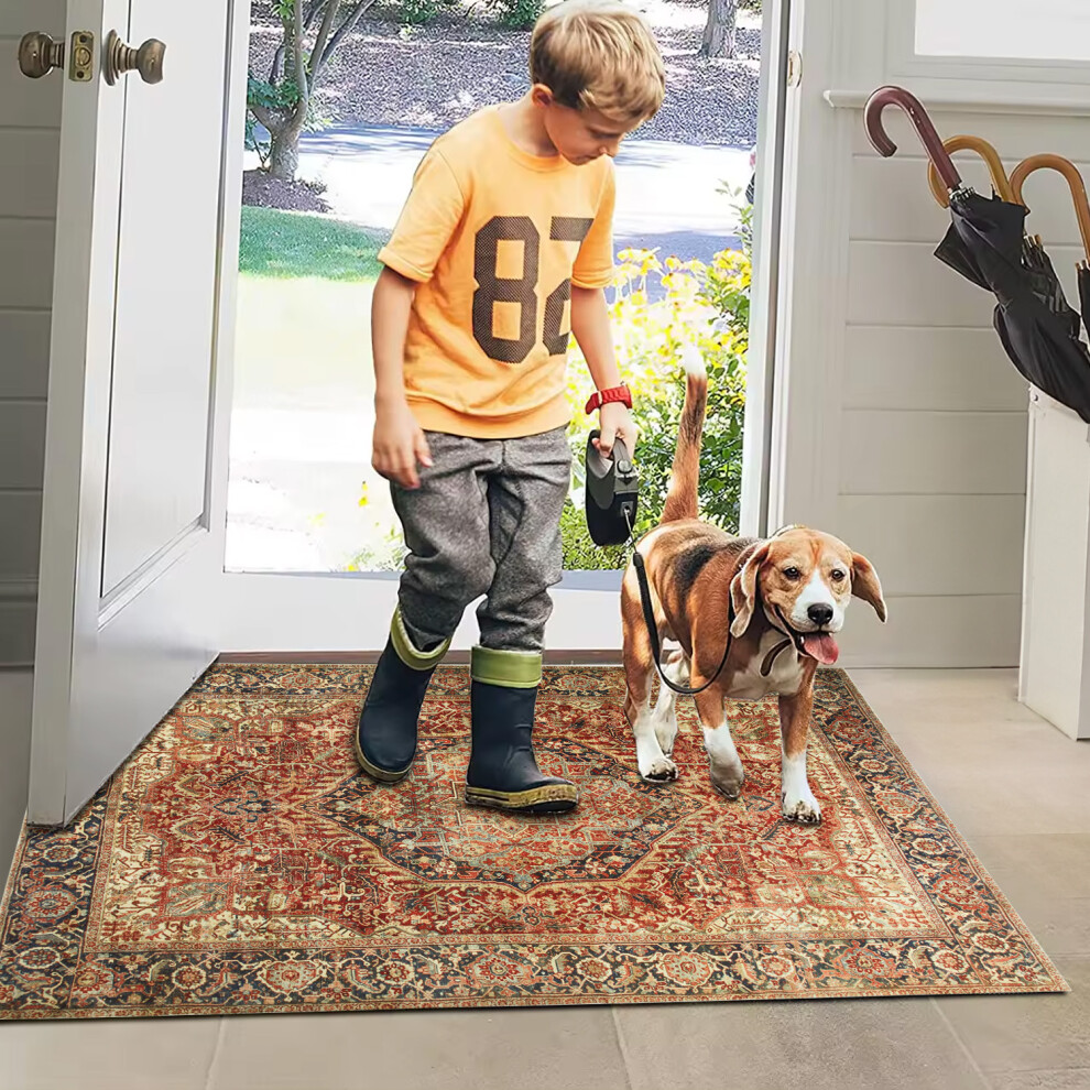 (60 cm x 110 cm (2ft x 3ft 7")_ Large Door Mat/Bath Mat, Majestic) Living Room Runner Rugs Traditional Carpet Mat-image-OPC-PFJVX7W-NEW