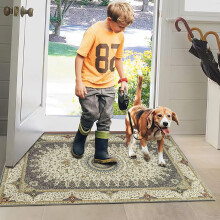 (60 cm x 110 cm (2ft x 3ft 7")_ Large Door Mat/Bath Mat, Willow Grey) Living Room Runner Rugs Traditional Carpet Mat
