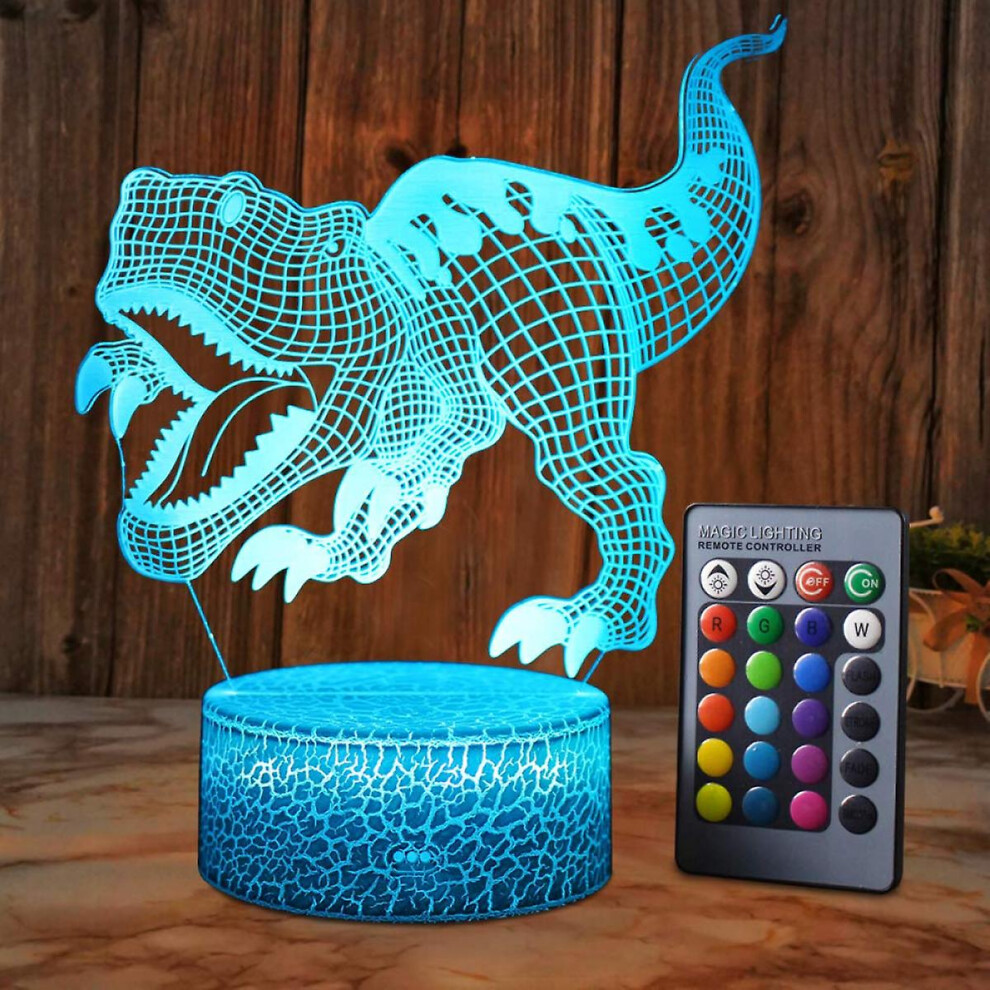 Veeki Dinosaur 3D Illusion Lamp For Boy Dinosaur Lamp 16 Colors With Remote Control Smart Touch Night Best Gift Light