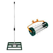 Nivelador de 50 cm y Aireador Rodante de Césped  (Púas 3.8cm)  – VERDE