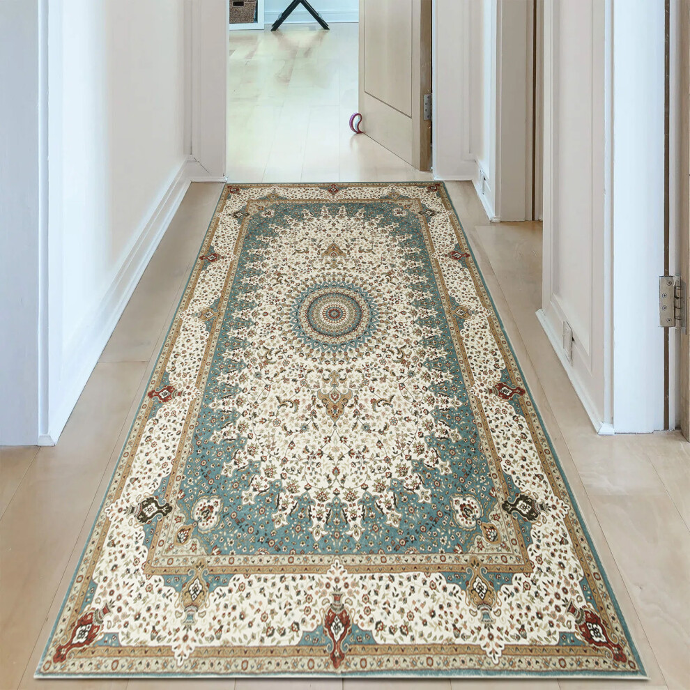 (80 x 150 cm (2 ft 6 in x 5 ft)_ Runner Floor Rug Carpet, Willow Teal) Living Room Runner Rugs Traditional Carpet Mat