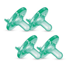 4 Pieces Food Grade Silicone Pacifiers, 0-3 Months, Medium Pacifier Flow, Premature Newborn, Green