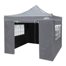 Dellonda Premium 3x3m Pop-Up Gazebo & Side Walls with Carry Bag, Stakes & Weight Bags - Grey