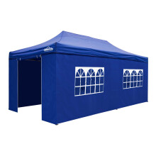 Premium 3x6m Pop-Up Gazebo & Side Walls, Water Resistant, Carry Bag, Stakes & Weight Bags - Blue - DG173