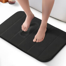 KEPLIN Memory Foam Bath Mat, Highly Absorbent, Non-Slip, 40x60cm, Black