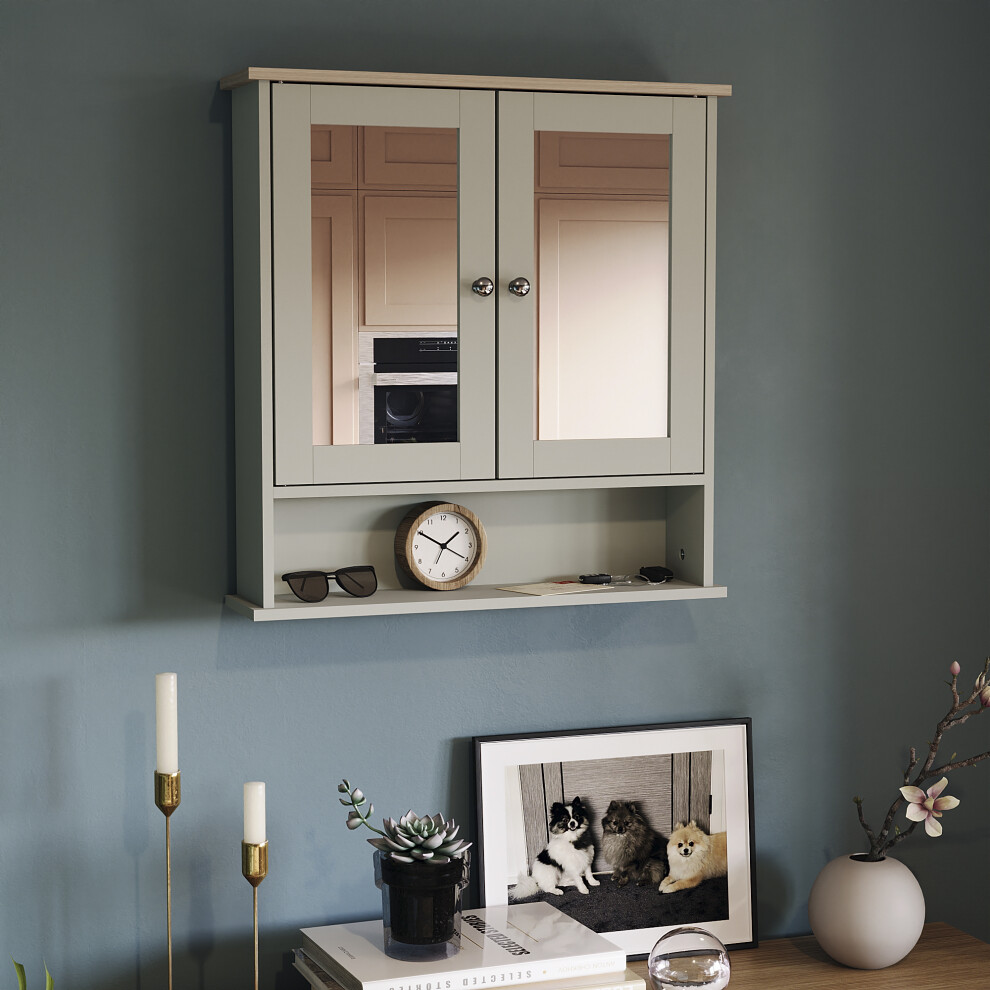 Priano 2 Door Wall Cabinet Mirror Shelf Bathroom
