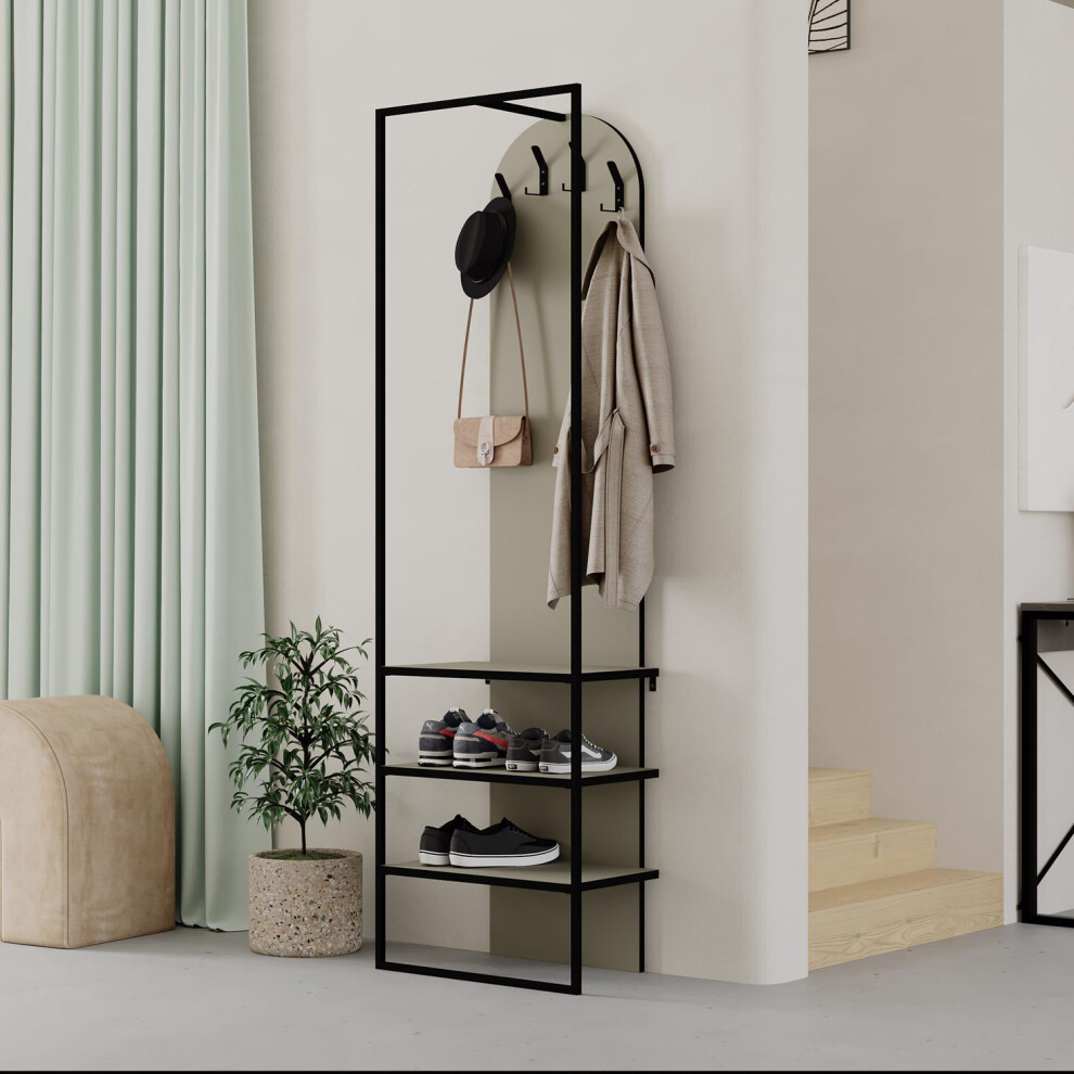 FWStyle Tall Slim Shoe Ash Green Coat Rack Shoe Storage Hallway Furniture