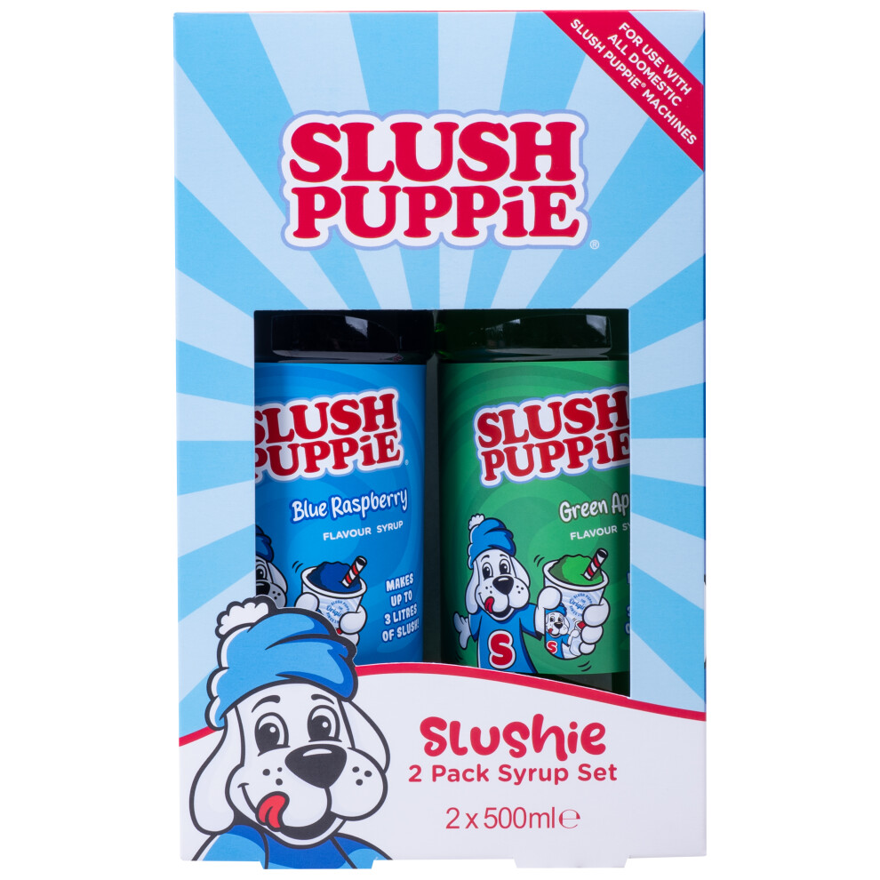 Slush Puppie Blue Raspberry and Apple Syrups Gift Set. 2 x 500ml Slush Puppy