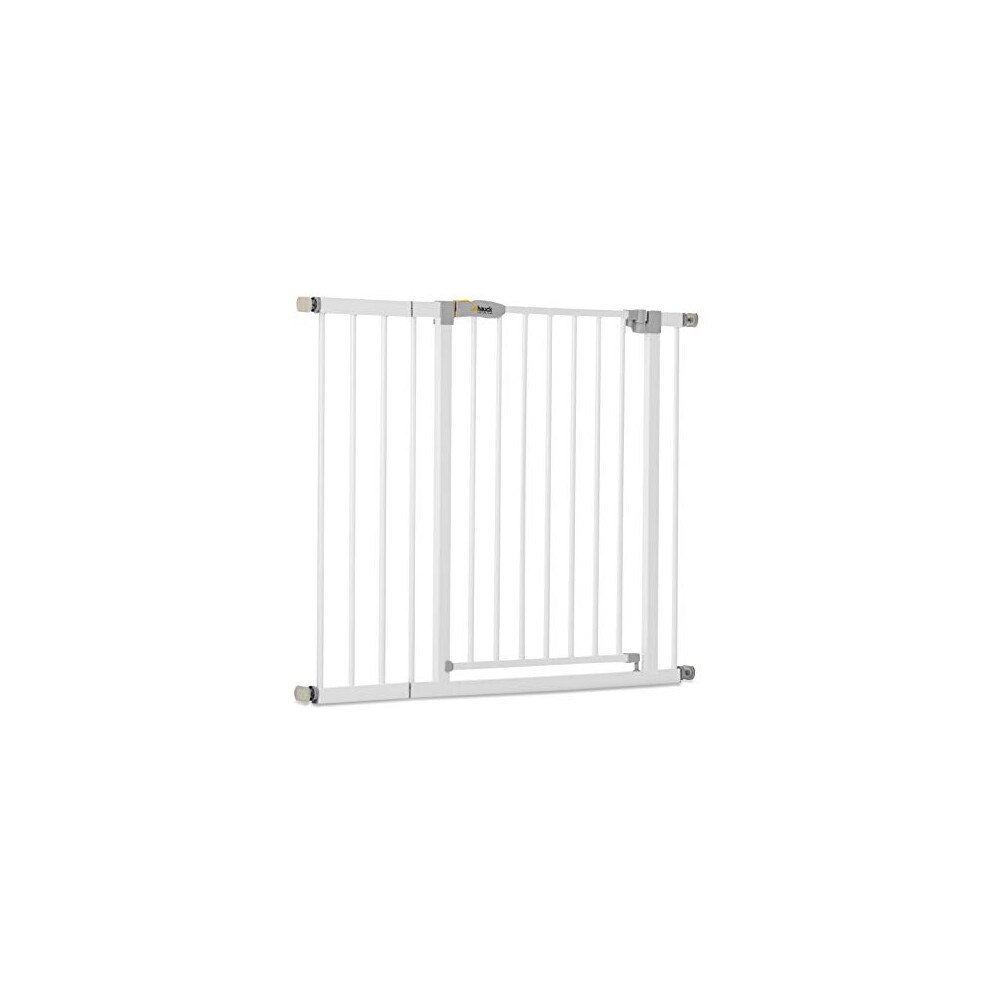 Hauck Safety Gate for Doors and Stairs Open N Stop KD incl. 21 cm Extension / Pressure Fit / 96 - 101 cm Large / Metal / White