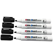 4 Pack Black Large Whiteboard Markers with Clips - Dry Erase, Erasable for Office & School