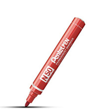 Pentel N50 Permanent Marker Bullet Tip with Aluminium Barrel Waterproof Ink - Red