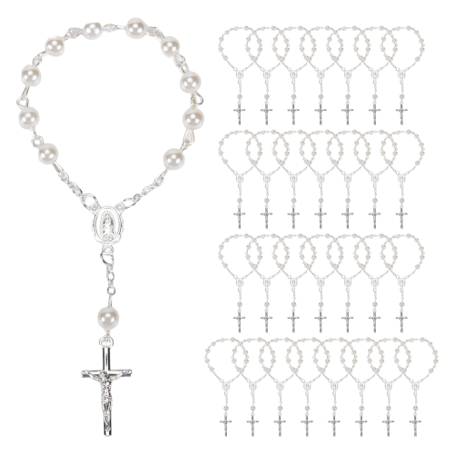 Lot de 30 perles de chapelet de baptême pour cadeaux