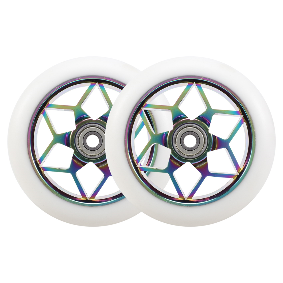  LLhappy 2 Pcs 110mm Scooter Wheels Pu Thick Stunt with Bearings(White)