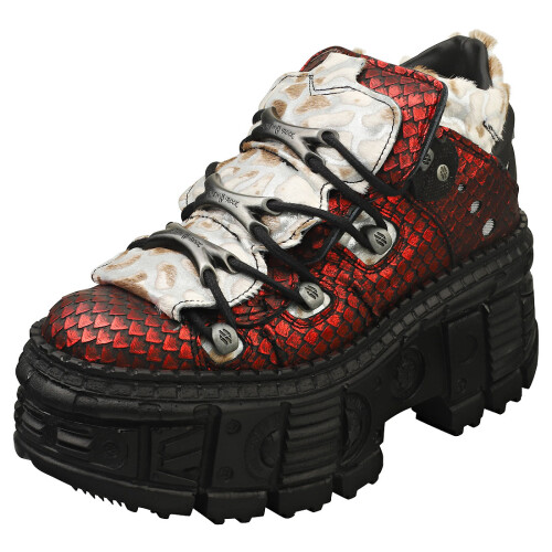 New Rock (3) New Rock M-106wall-c7 Unisex Ankle Boots in Black Red